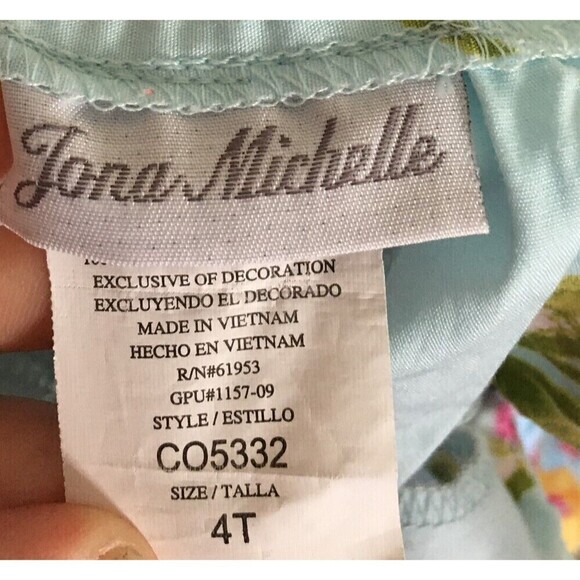Jona Michelle Dress Toddler Size 4 T Sleeveless Dress Floral Blue Pink - Picture 6 of 6
